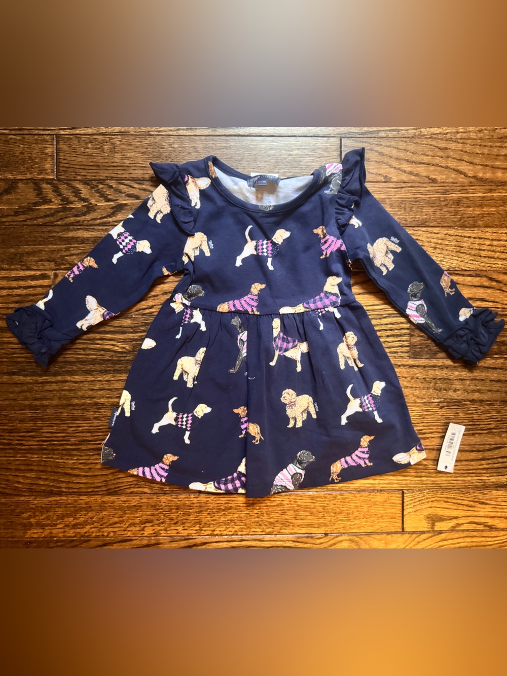 Simply Southern Navy Blue Dog Print Long Sleeve Dress